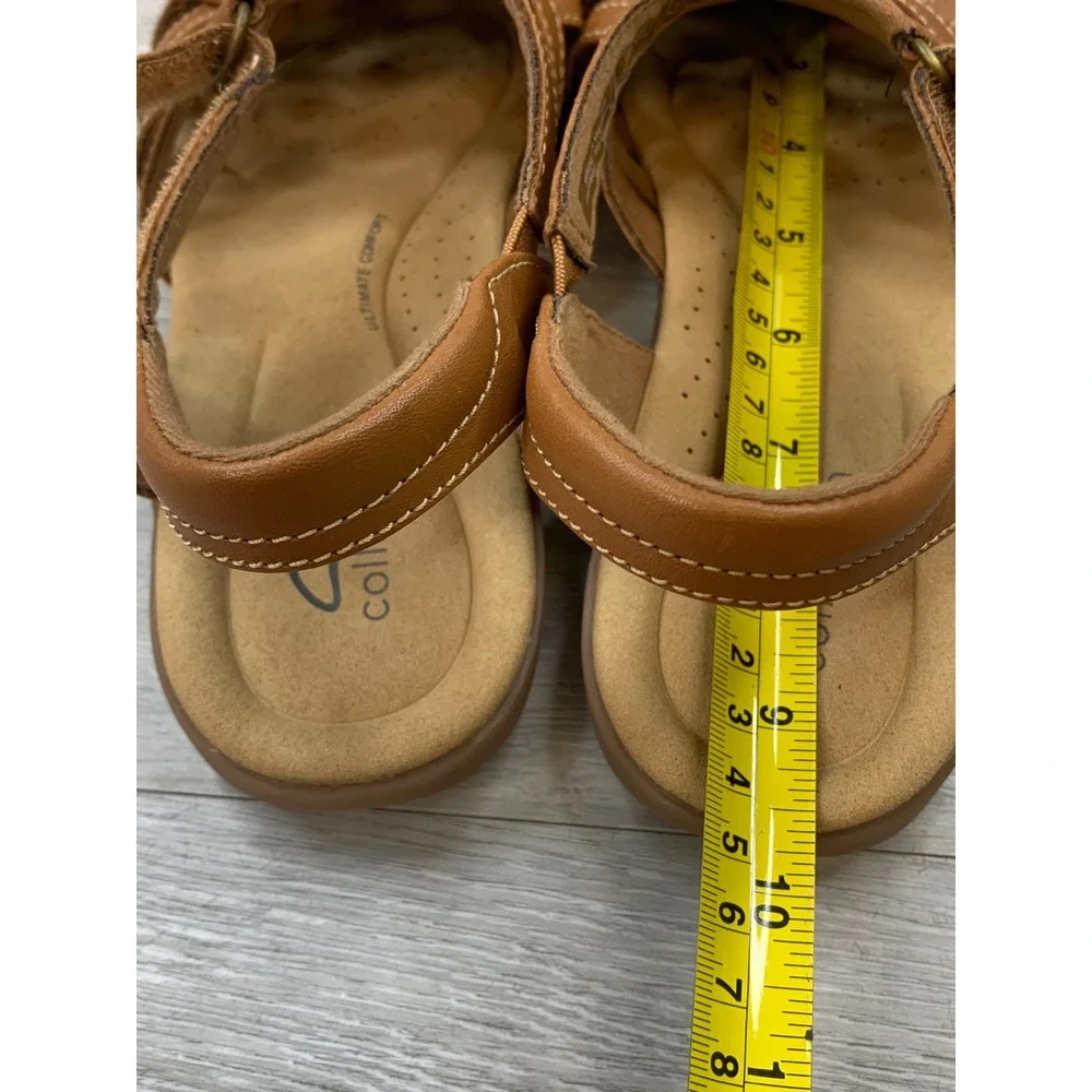 Clarks Collection ElizaBelle Mia Tan Leather Fisherman Sandals Women's 7 W Wide